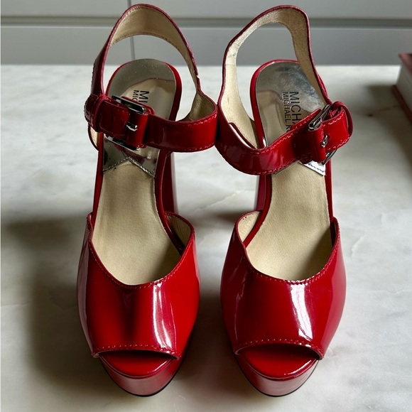 Michael Kors Red Platform Mary Jane Heels - Picture 3 of 9